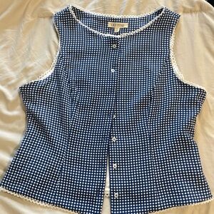 Lily Star Navy Gingham Sleeveless Blouse
